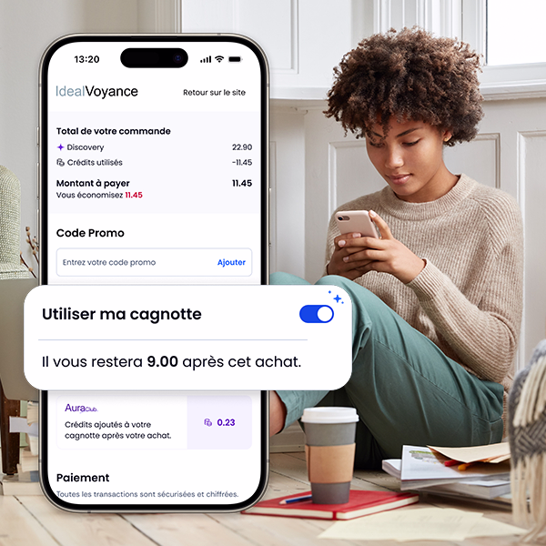 Utilisation de la cagnotte cashback IdealVoyance lors du paiement d’un pack de minutes